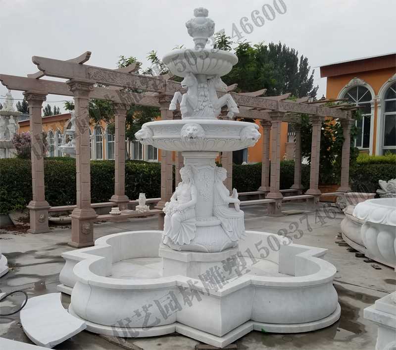 大理石噴泉，歐式人物動(dòng)物噴泉，室外景觀噴泉定制