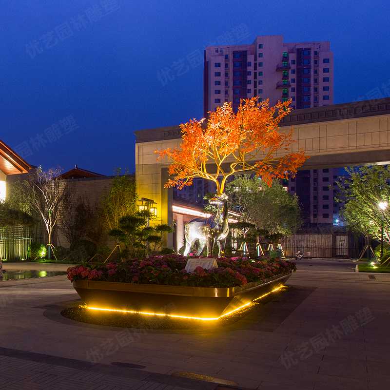 不銹鋼鹿，不銹鋼雕塑廠家，定制不銹鋼雕塑
