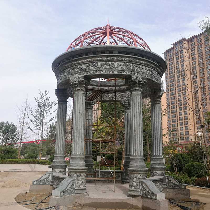歐式景觀涼亭，小區(qū)花園休息亭子，石雕景觀亭子，綠色景觀涼亭1.jpg
