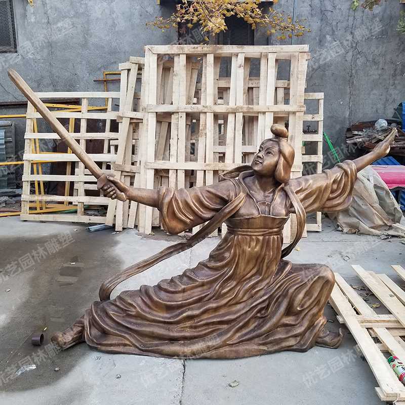 銅舞劍人物雕塑，古代銅人物雕塑